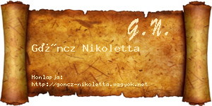 Göncz Nikoletta névjegykártya